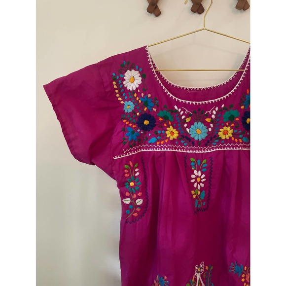 Magenta Embroidered House Dress / Market Dress - Picture 3 of 3